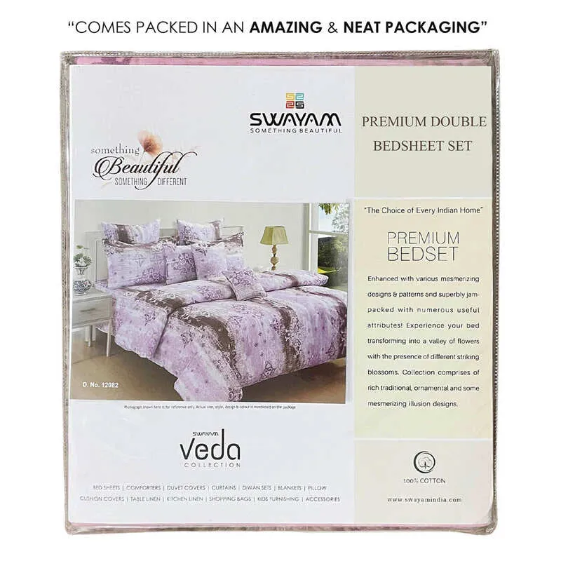 Swayam Vismit Ethnic Cotton Bedsheet (Purple) - 160 TC media 8