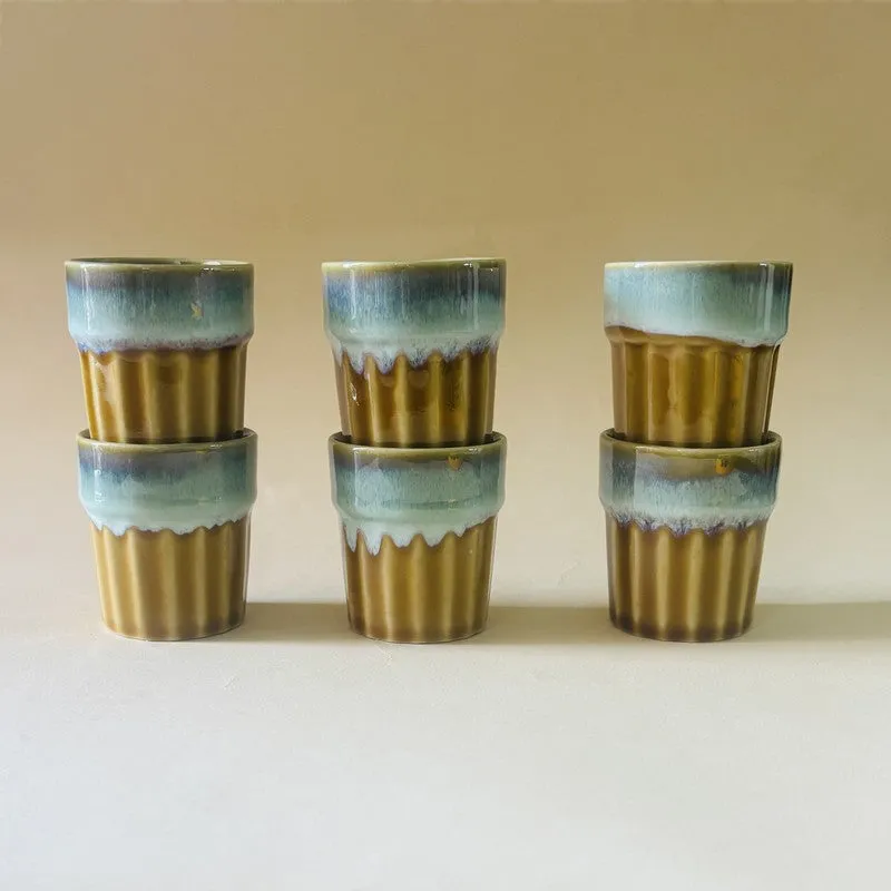 Handcrafted Ceramic Kulads (Mustard/70 mL Each) - Set of Six media 4