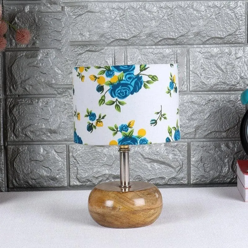 Blue Floral Fabric Table Lamp - Multicolor media 3