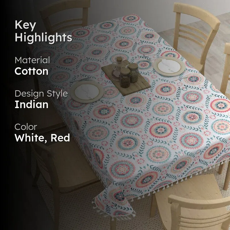 Niva Floral Table Cloth - White & Red media 2