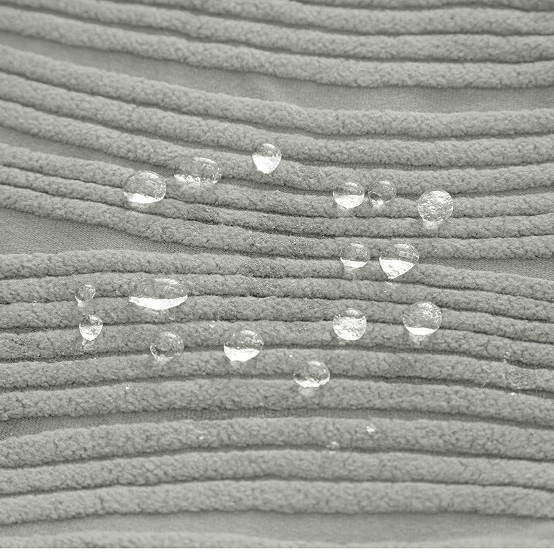 Velvet Night Solid Cotton Sofa Cover (Light Grey) - Two Seater media 4