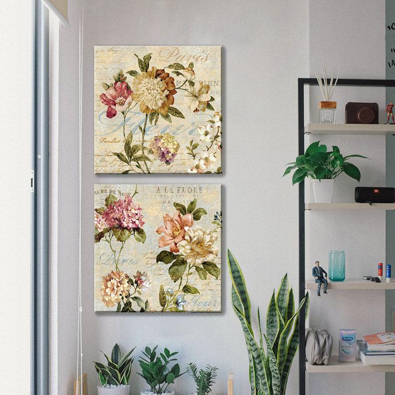 Fawn Floral Cotton Canvas Wall Art - Set Of Two