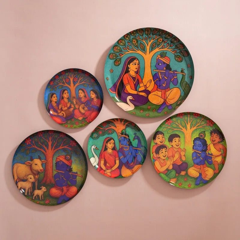 Shyam Leela Wall Plates - Set of Five - 1