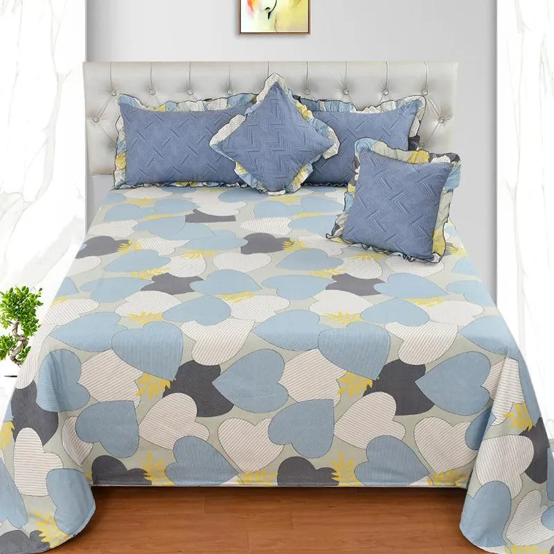 Antique Heart Abstract Frilled Microfiber Bedding Set - Five Piece Set media 3