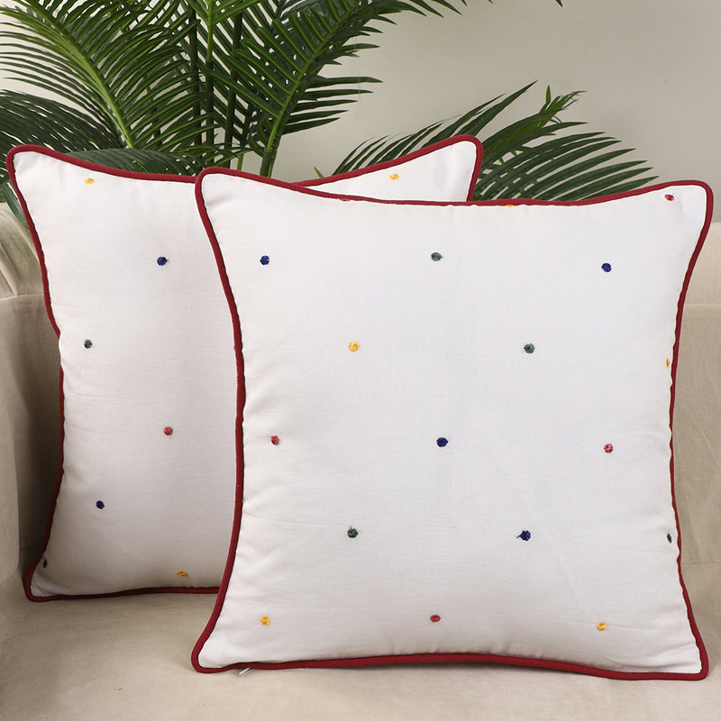 Dotti Charm Embroidered Cotton Cushion Cover - Set Of Two media 2