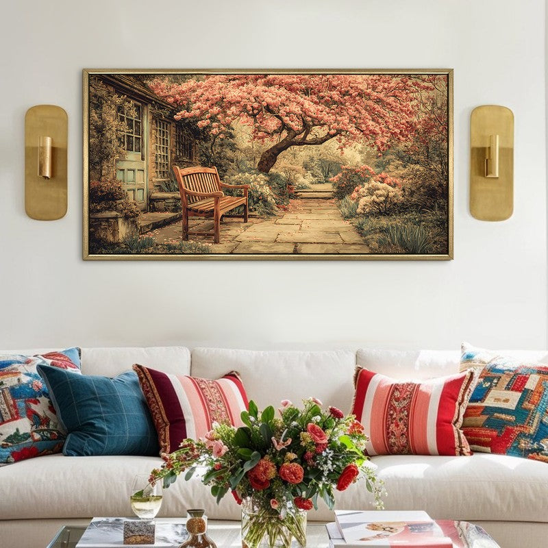 Vintage European Petal Tree Garden Seat Wall Art