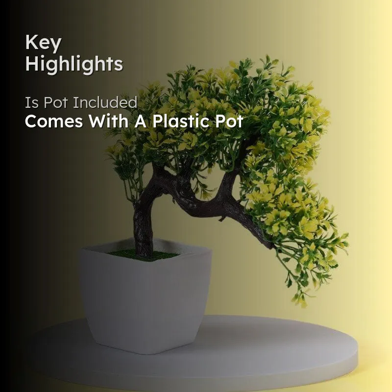 Faux Tilted Bonsai In Black Plastic Pot - 25 cms media 2