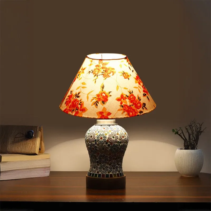 Santora Fleur Cone Wooden Table Lamp - Orange media 1