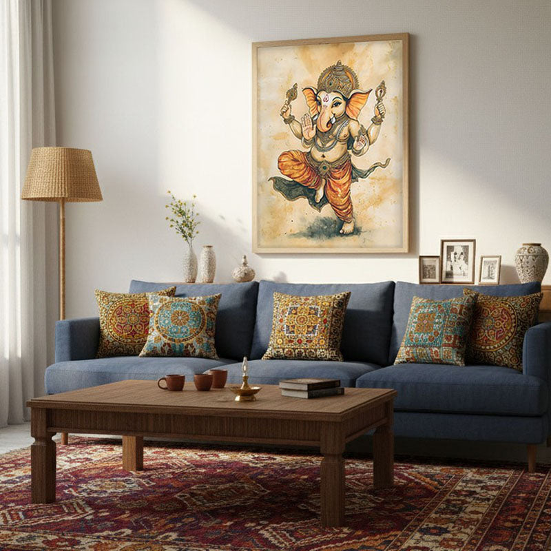 Shiva Shankari Spiritual Archival Paper Wall Painting - Natural Brown Frame media 4