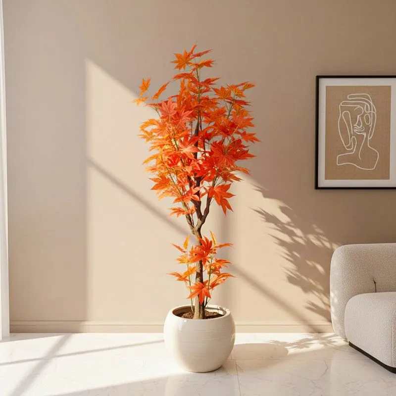Scarlet Canopy Artificial Maple Tree With Black Plastic Pot media 1