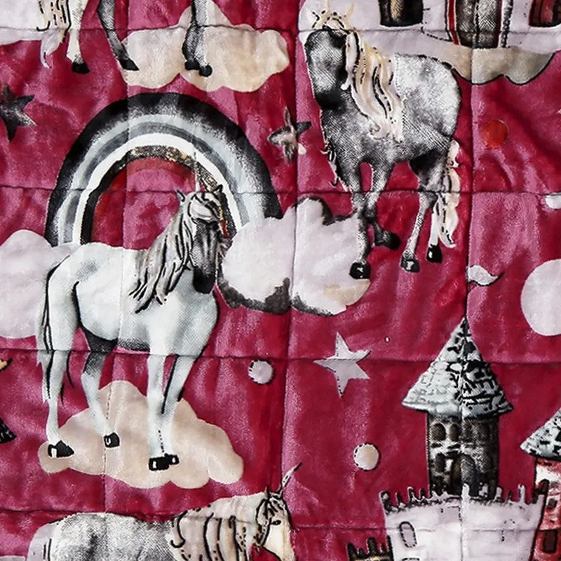 Monte Carlo Dreamy Unicorn Kids Blanket (Maroon)- 1400 GSM media 5