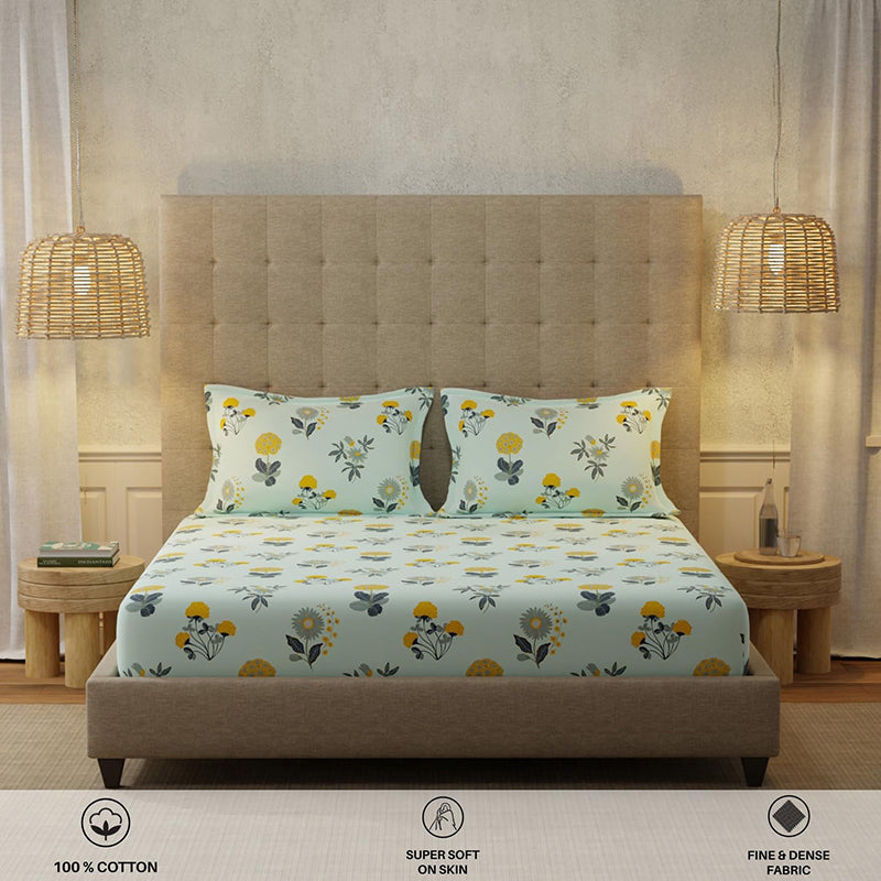 Urban Space Radiance Sky Blue Cotton Bedsheet - 200 TC media 4