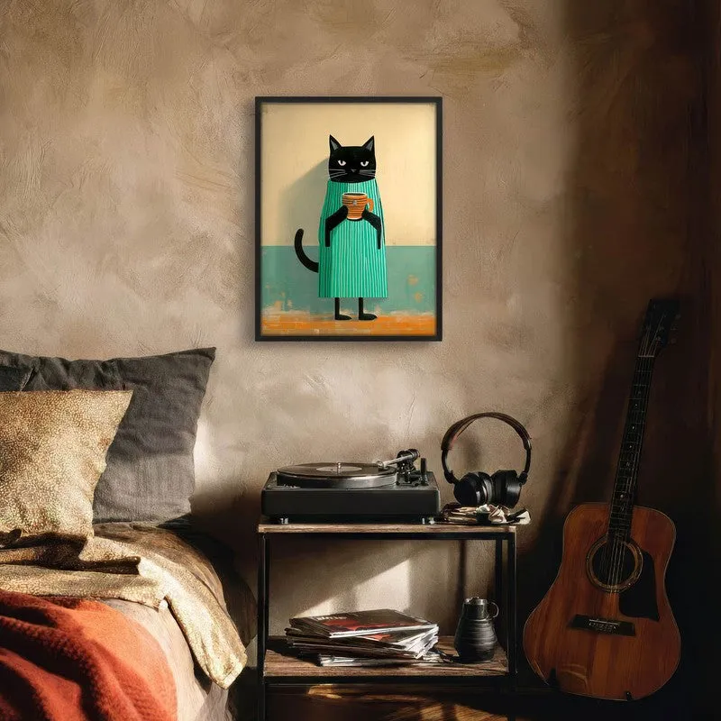 Quirky Cat Graphics Wall Painting With Frame media 6