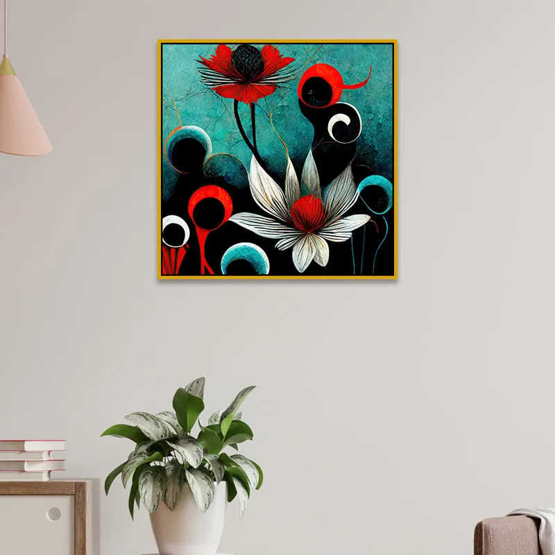 Pops Of Poppy Canvas Wall Art With Frame media 1