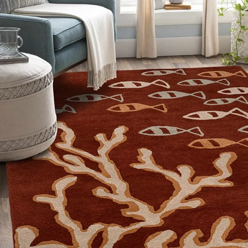 Coral Hand Tufted Cove Kids Wool & Nylon Carpet - Maroon media 3