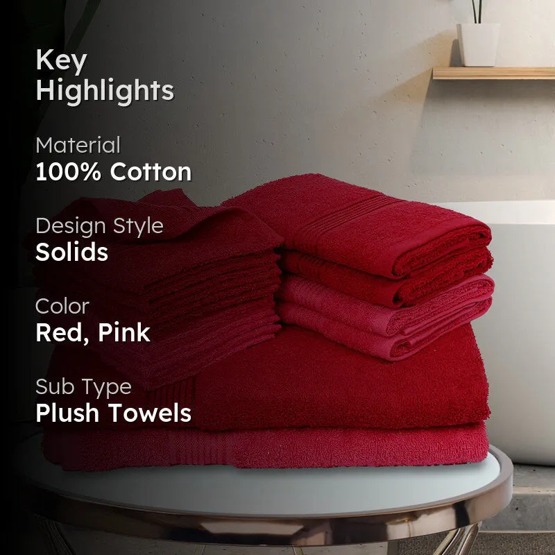 Comfora Towel Set (Red,Pink) - Fourteen Piece Set media 2