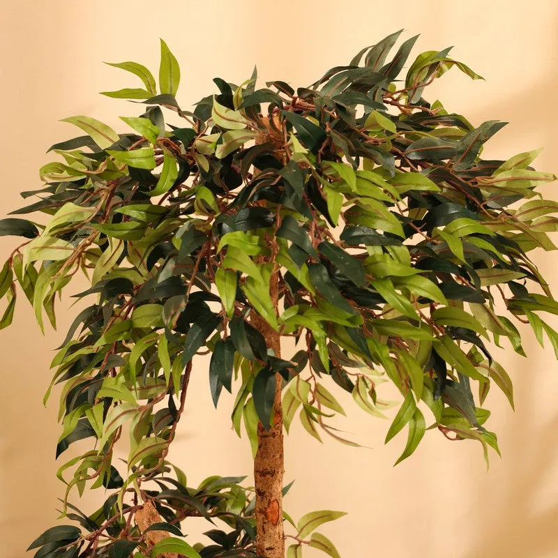 Artificial Green Ficus Bonsai Plant With Black Plastic Pot - 4 ft media 6