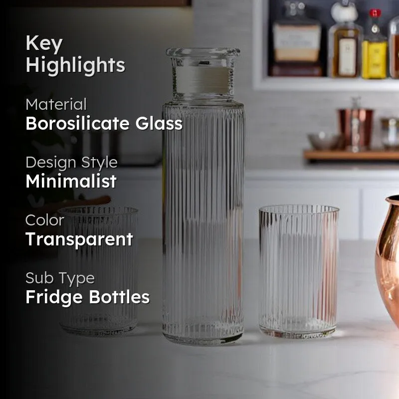 CrystalClear Glass Hydration Bottle With Glasses - Three Piece Set media 2