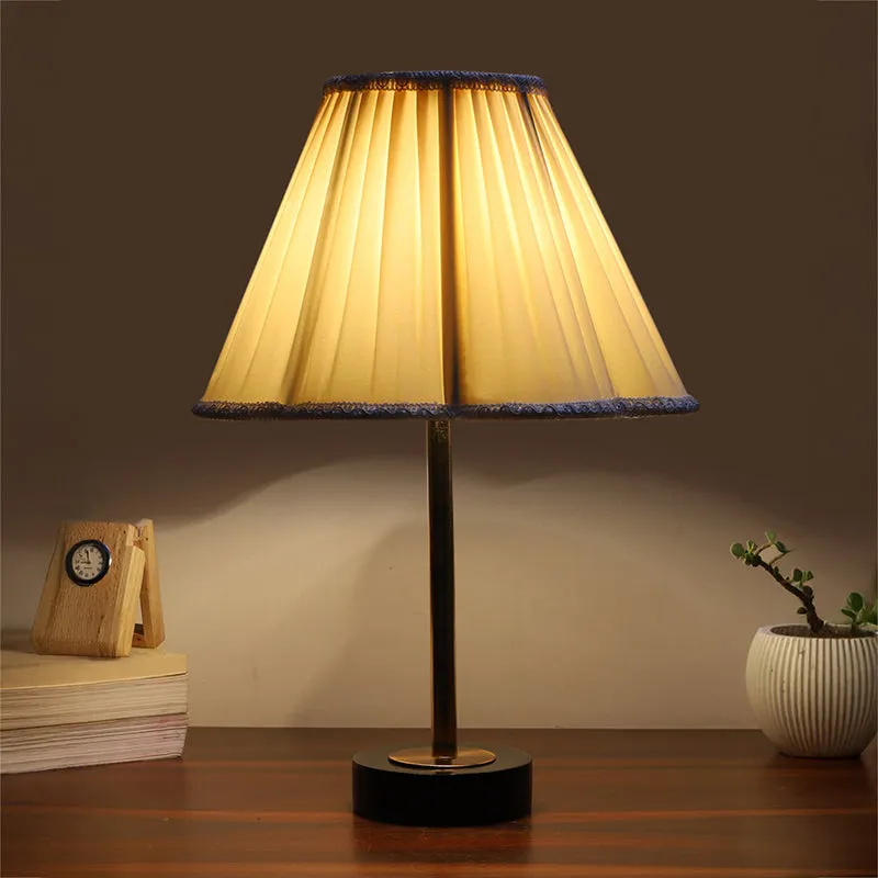 Pleatra Rodin Wooden Table Lamp - White,Gold,Black media 1