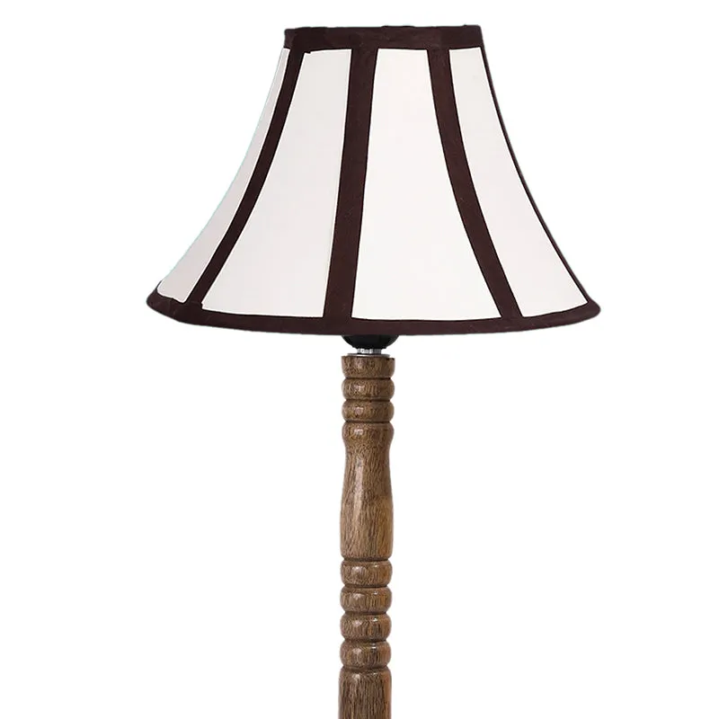 Windsor Table Lamp With Carved Wooden Base - White,Brown media 5
