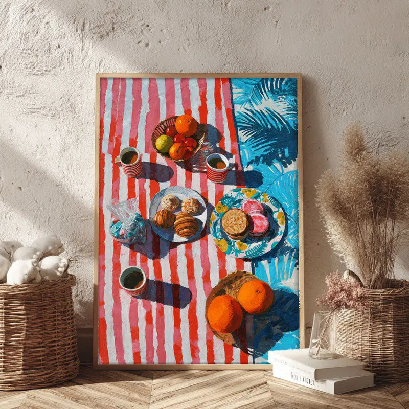 Harbor Brunch Canvas Wall Painting - Brown Frame media 3