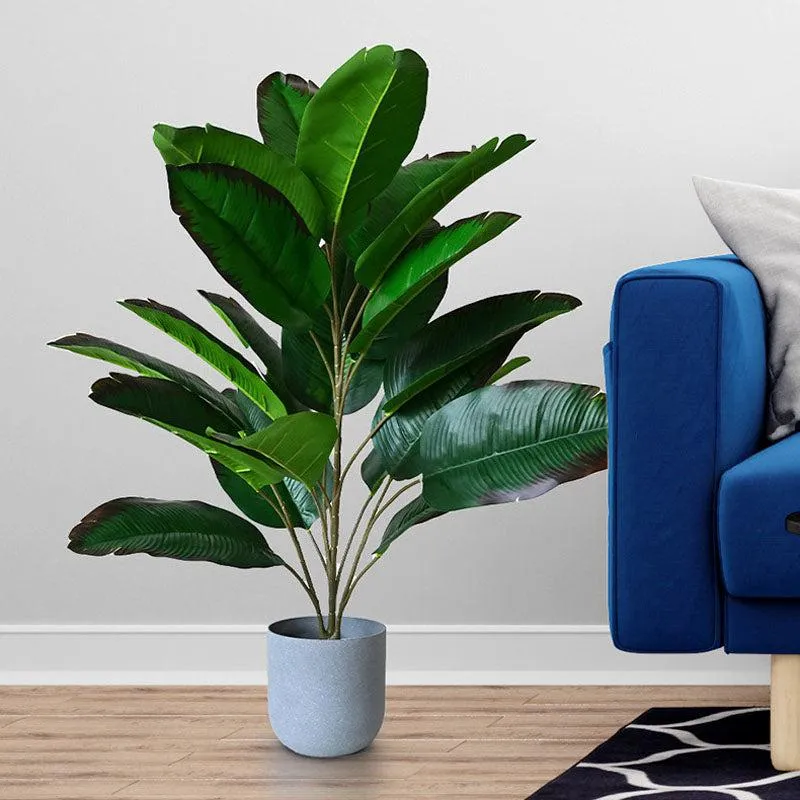 Faux Artificial Banana Leaf Plant With Black Plastic Pot - 79 cm (2.6 ft) media 3