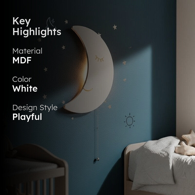 Sleepy Moon Battery Operated MDF Wall Lamp media 2
