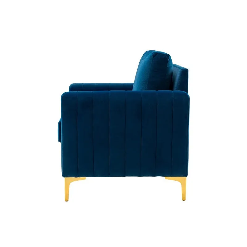 Baseo Neem Wood Accent Chair - Blue media 6