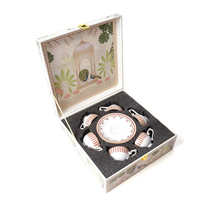 Gilded 24k Gold Brushed Porcelain Tea Cup & Saucer (280 mL) - Set of Six media 8