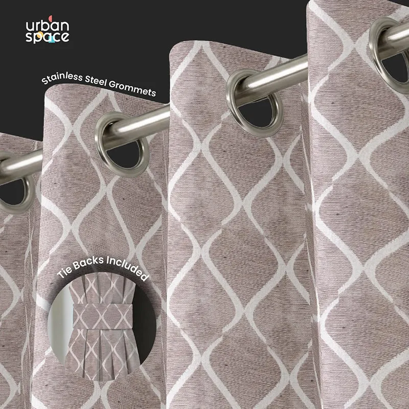 Urban Space Brocade Blackout Curtain (Beige) - Set Of Two media 1
