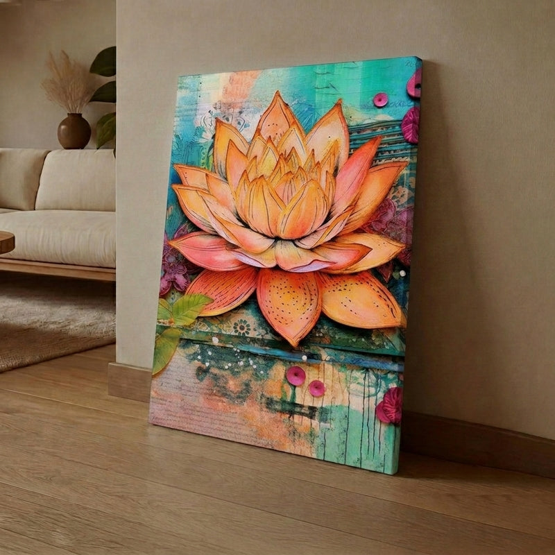 Sunset Lotus Wall Art Without Frame