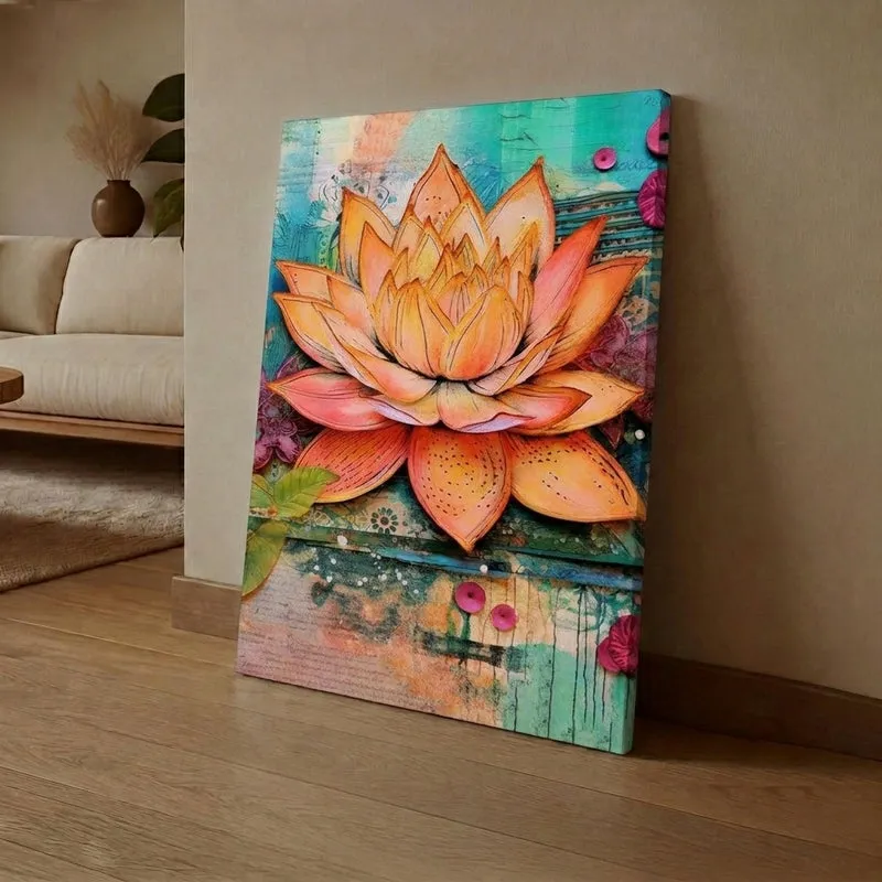 Sunset Lotus Wall Art Without Frame media 1