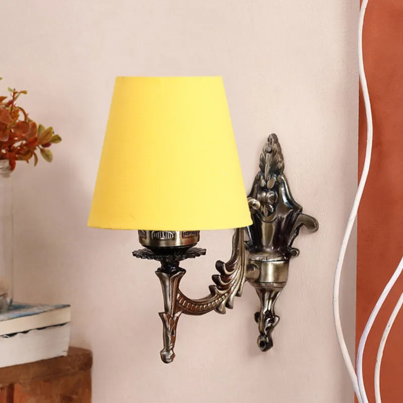 Vista Edrel Conical Fabric & Metal Wall Lamp - Yellow media 3