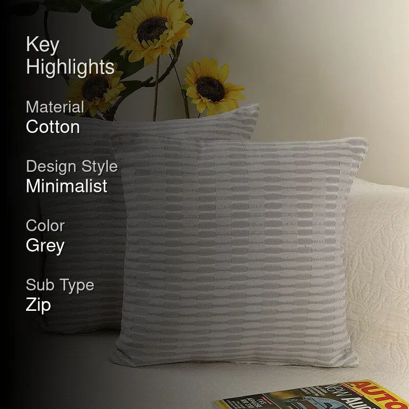 Niamh Cotton Cushion Cover (Grey) - Set Of Two media 2