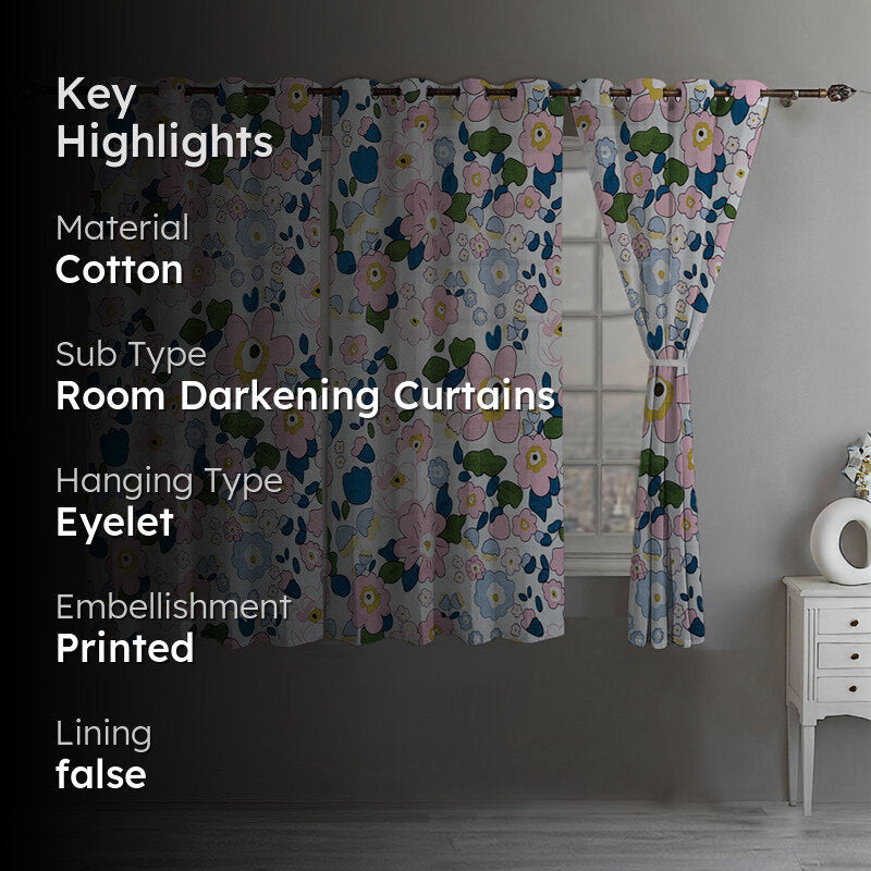Flora Pop Room Darkening Curtain (Multicolor) - Set Of Three media 2
