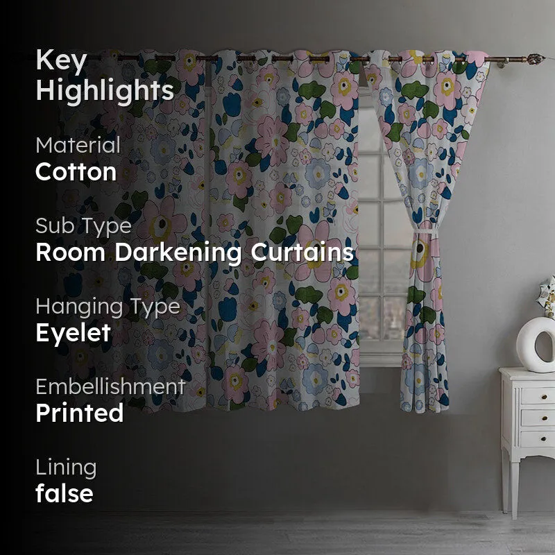 Flora Pop Room Darkening Curtain (Multicolor) - Set Of Three media 2