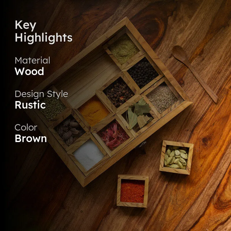 Rasa Food Safe Teak Wood Masala Box - 50 ML media 2