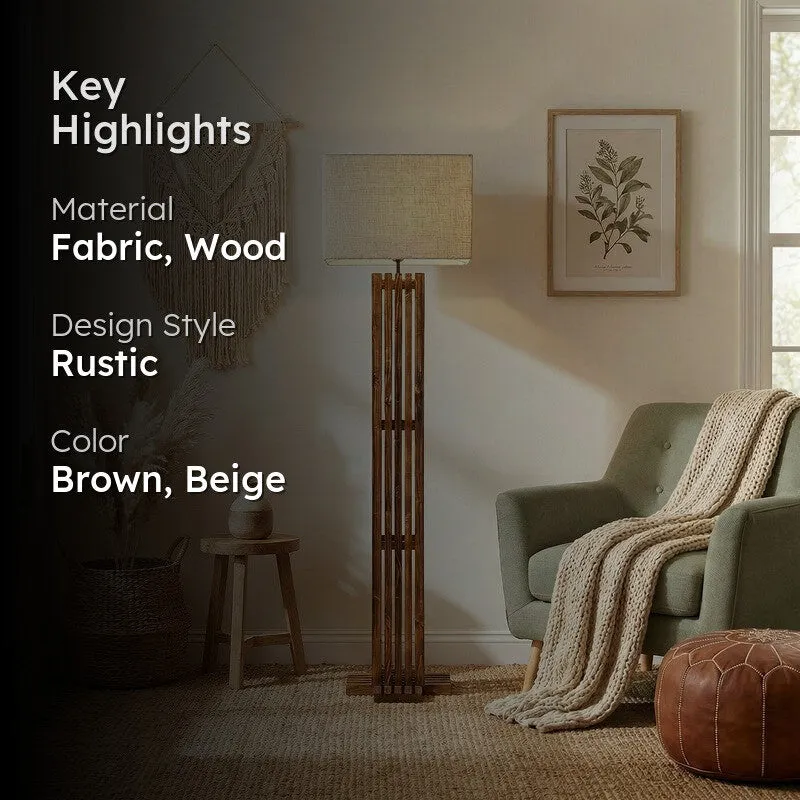 Coronis Wooden Floor Lamp with Fabric Shade media 2