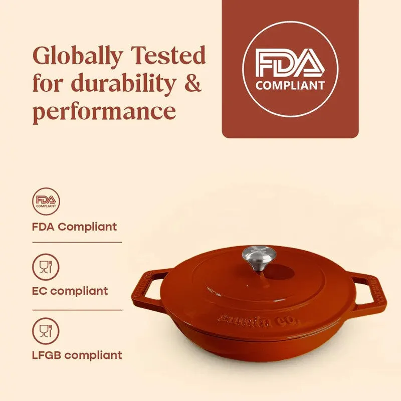 Cumin Co Enamel Cast Iron Braiser(Red) - 4000 mL media 6