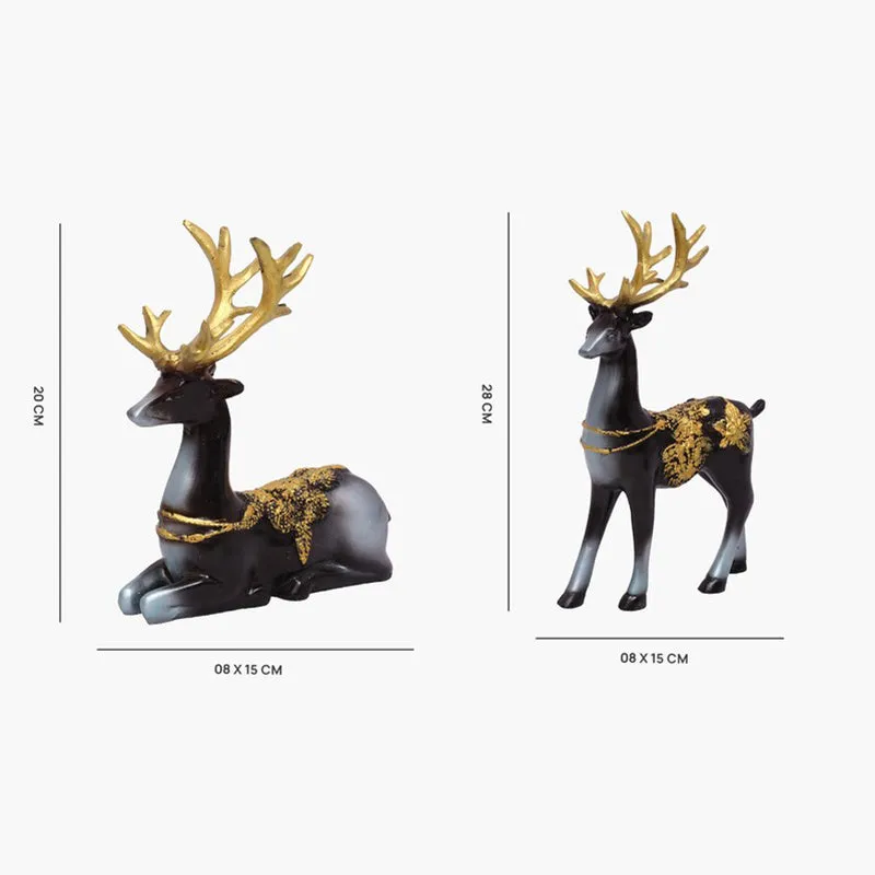 Opulent Deer Polyresin Showpiece (Black) - Set Of Two media 6
