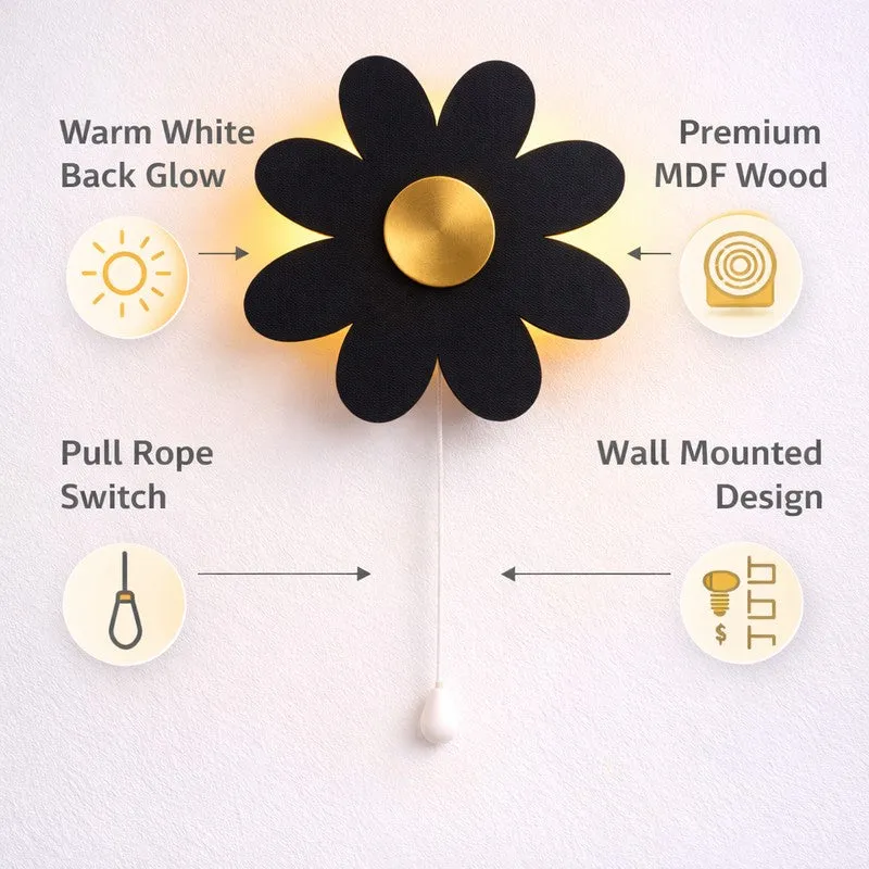 Lumiflora Battery Operated MDF Wall Lamp - Black media 8