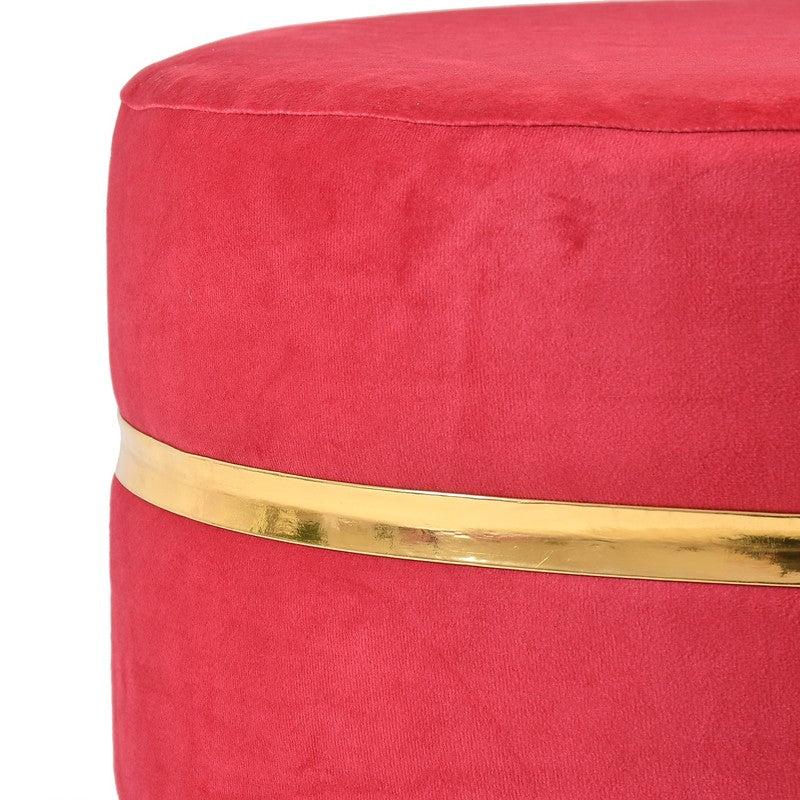 Classic Solid Velvet Ottoman - Red media 4