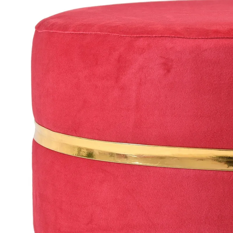 Classic Solid Velvet Ottoman - Red media 4