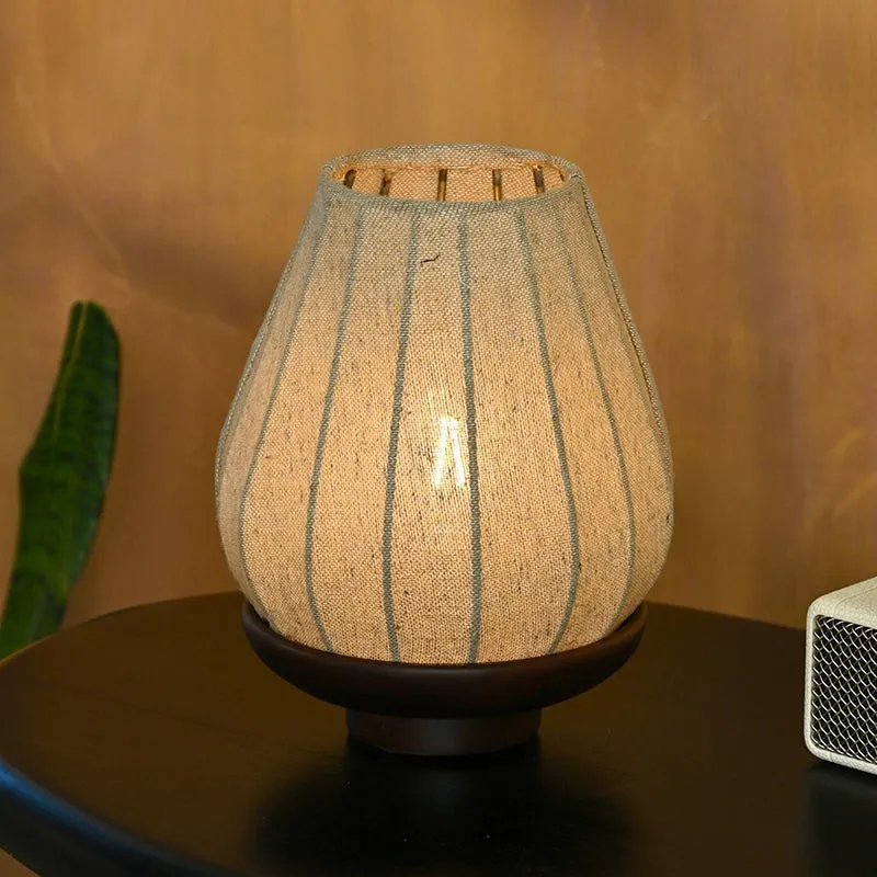 Arkaya Wooden Table Lamp - Brown,Beige media 1