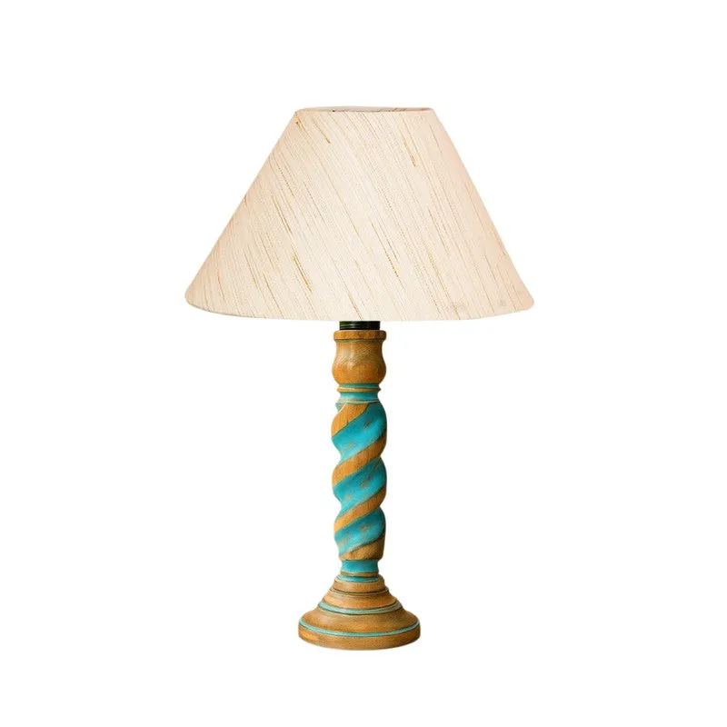 Elara Aura Wooden Table Lamp - OffWhite media 5