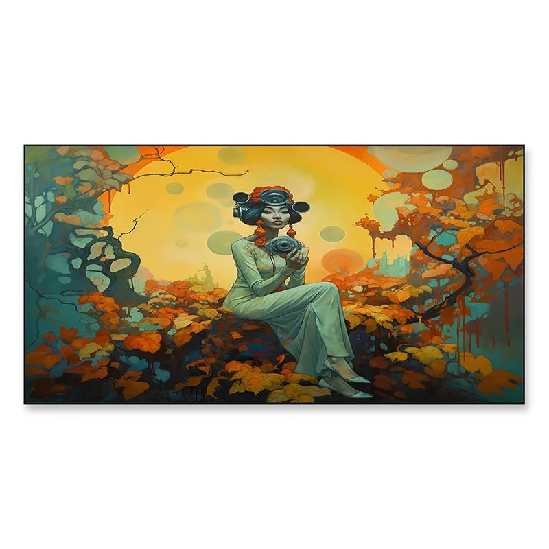 Lady With Camera Canvas Wall Painting media 3