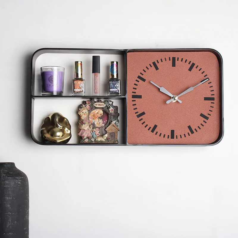 Herli Duo Iron Wall Clock With Shelf media 1