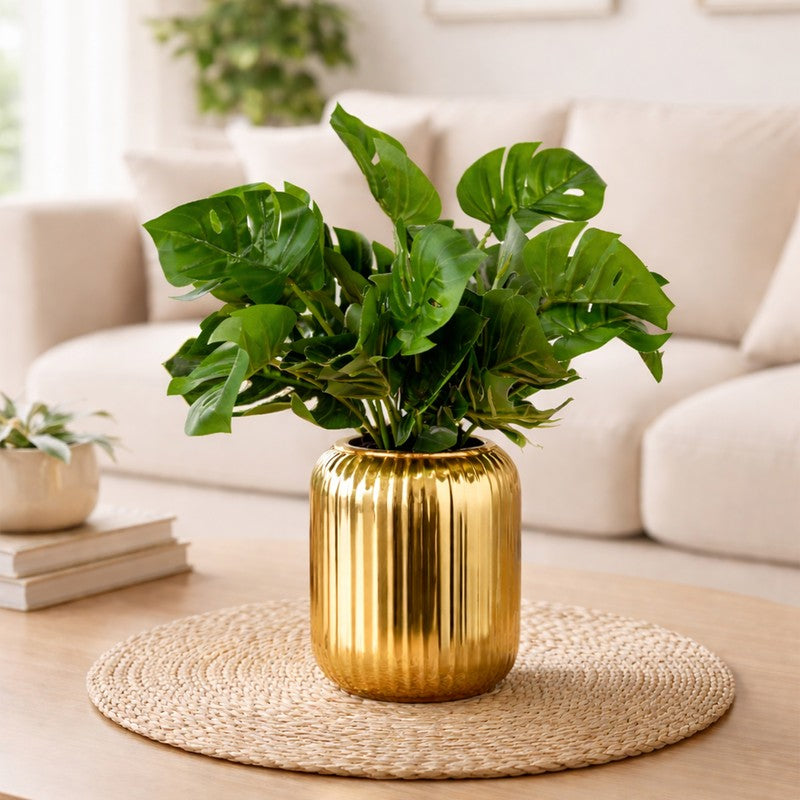 Monstera Luxe Plastic Artificial Plant - Set Of Two media 5
