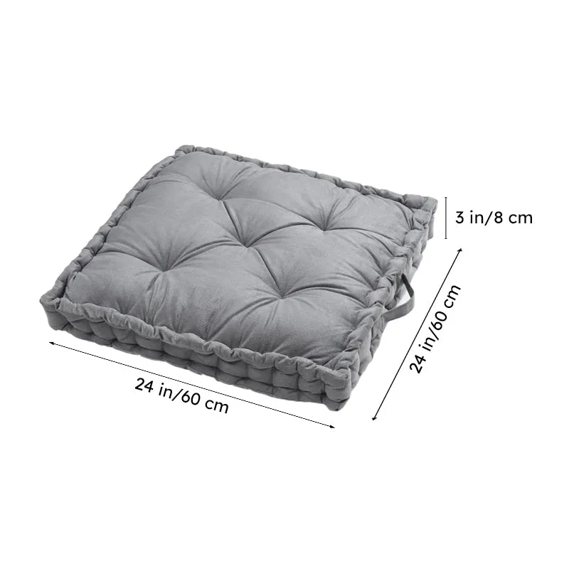 Thera Velvet Floor Cushion - Grey media 8
