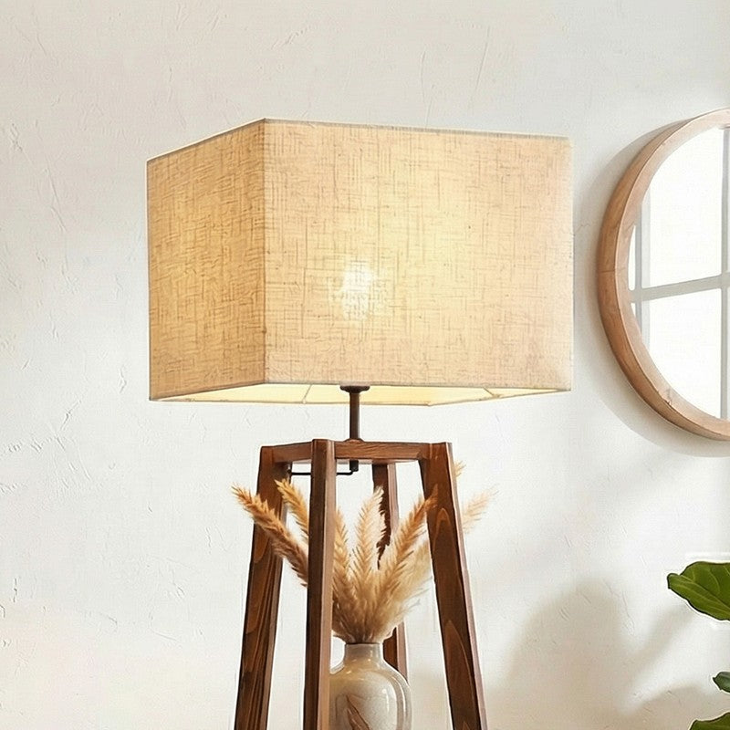 Akris Wooden Floor Lamp With Shelves media 4